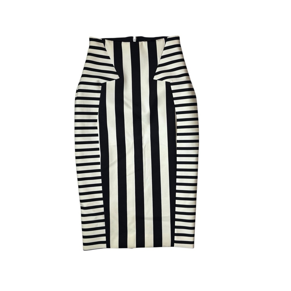 Cushnie Et Ochs Women‎ Black And White Striped Bandage Pencil Skirt Size 4